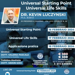 Locandina Corsi Kevin LUCZYNSKI - Universal Starting Point, Universal Life Skills - 3 dicembre