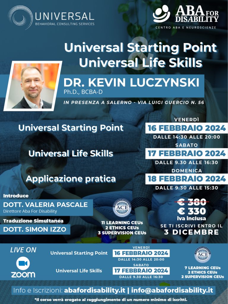 Locandina Corsi Kevin LUCZYNSKI - Universal Starting Point, Universal Life Skills - 3 dicembre