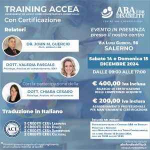 Aba for Disability - Locandina IT - Training ACCEA - Con Certificazione 2024 New-