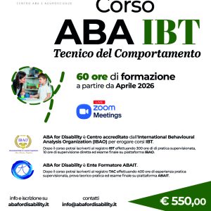 Locandina IBT - Corso Tecnico Aba 2026 - ABA for Disability