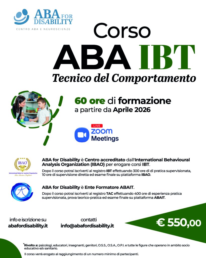 Locandina IBT - Corso Tecnico Aba 2026 - ABA for Disability